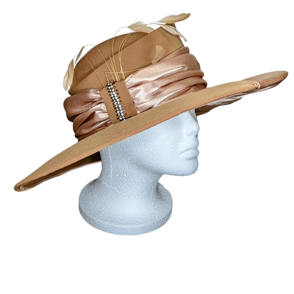 BEN MARC WIDE BRIM DERBY/CHURCH OLD MONEY GLAM SOPHISTICATED HANDMADE HAT.RARE - Picture 2 of 9